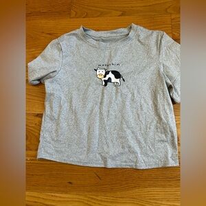 Gray T-Shirt with Cow Graphic
